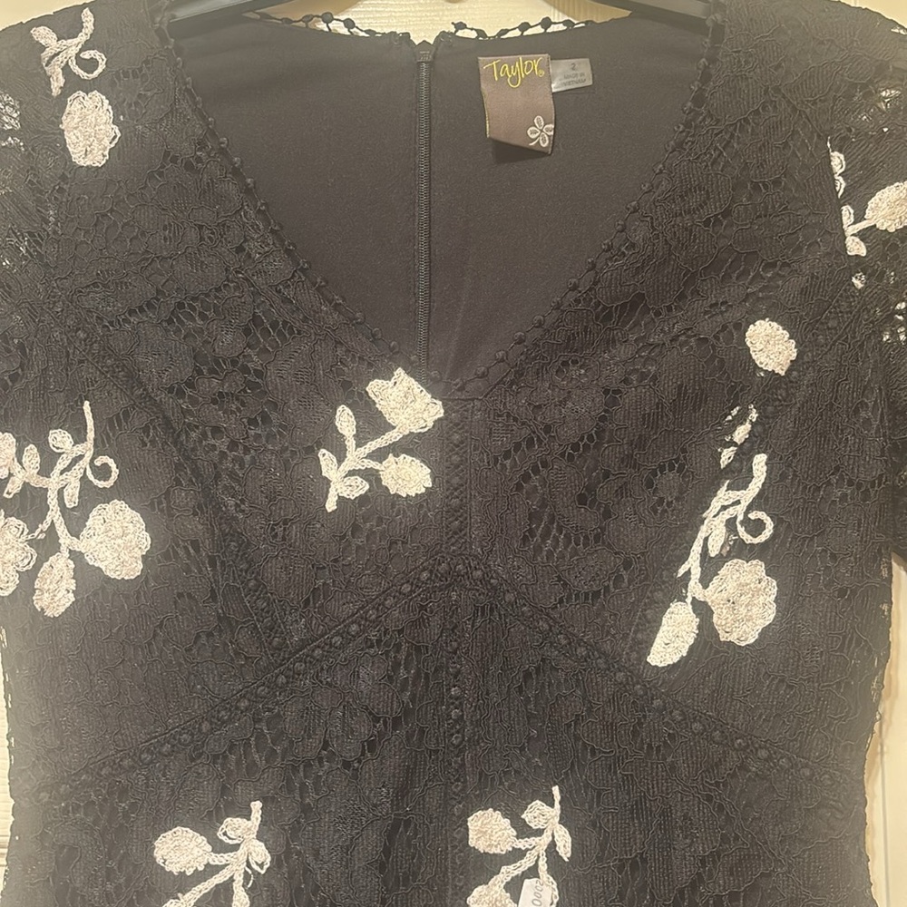 NWT Taylor Dresses Short Sleeve Embroidered Lace Dress size 2 - Picture 5 of 9
